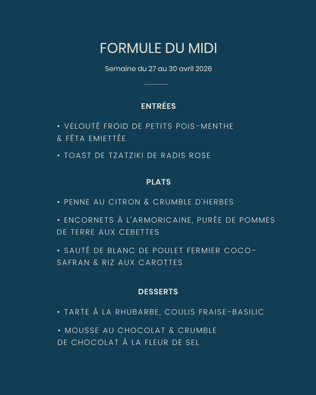 Menu de la semaine LPF