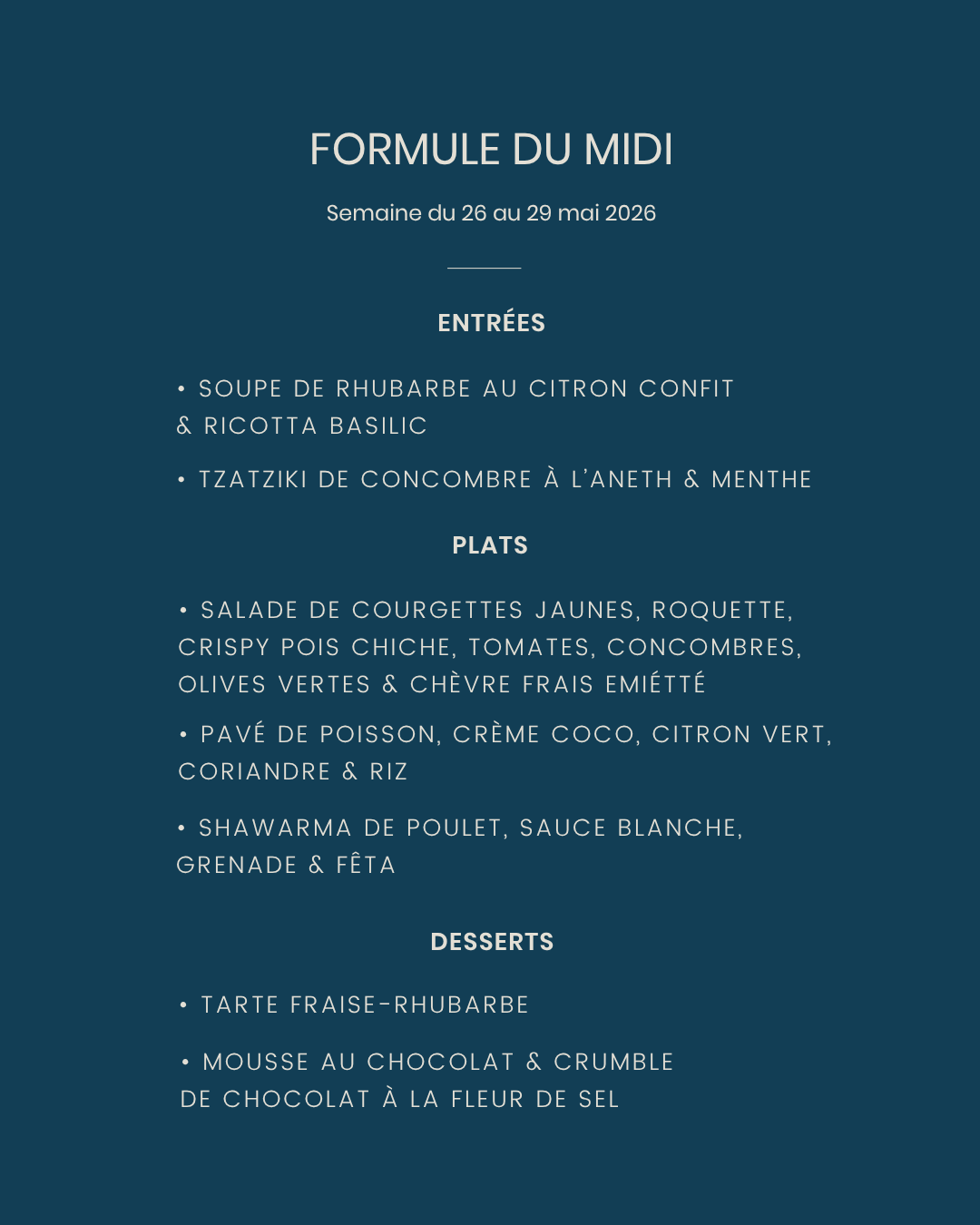 Menu de la semaine LPF