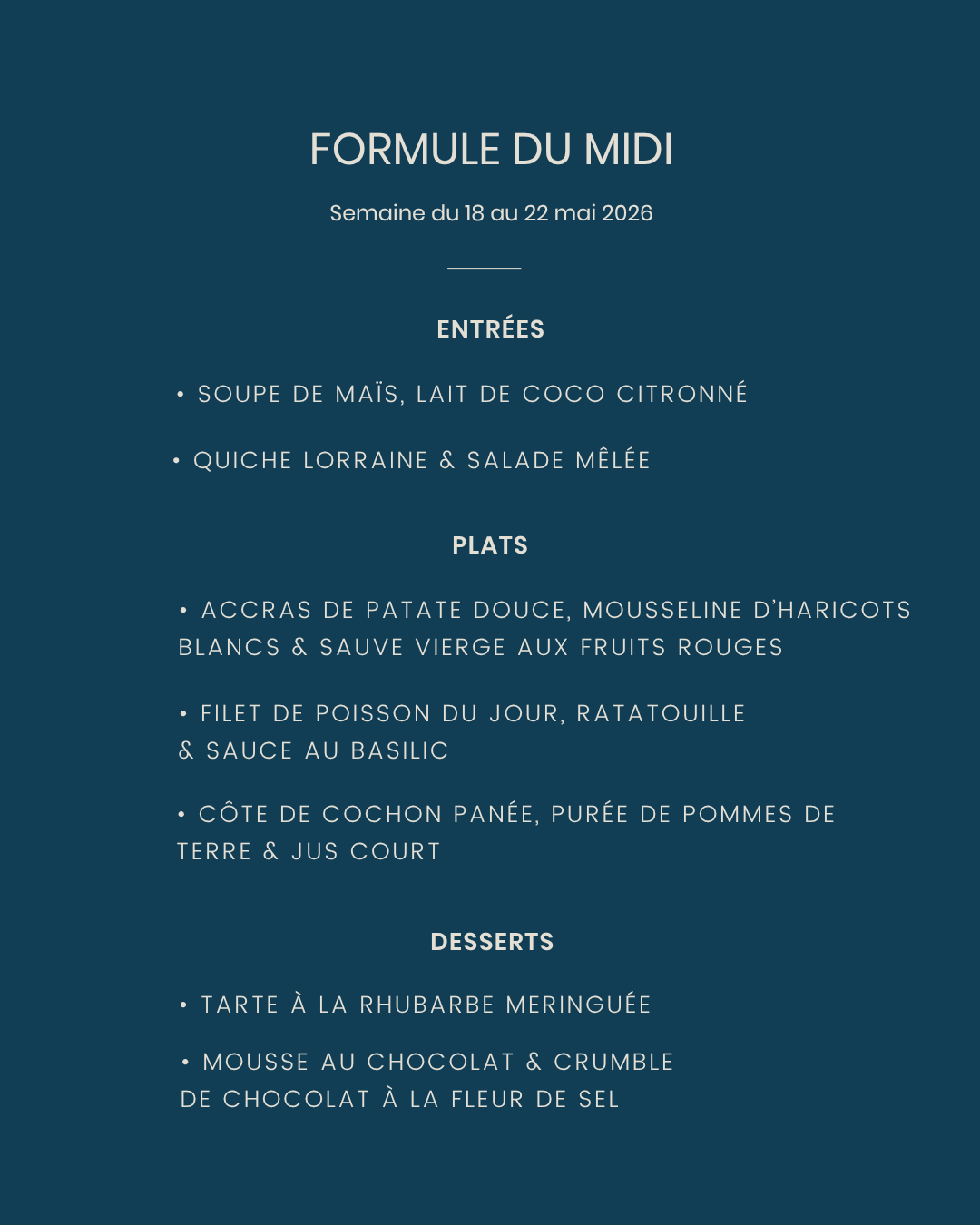 Menu de la semaine LPF