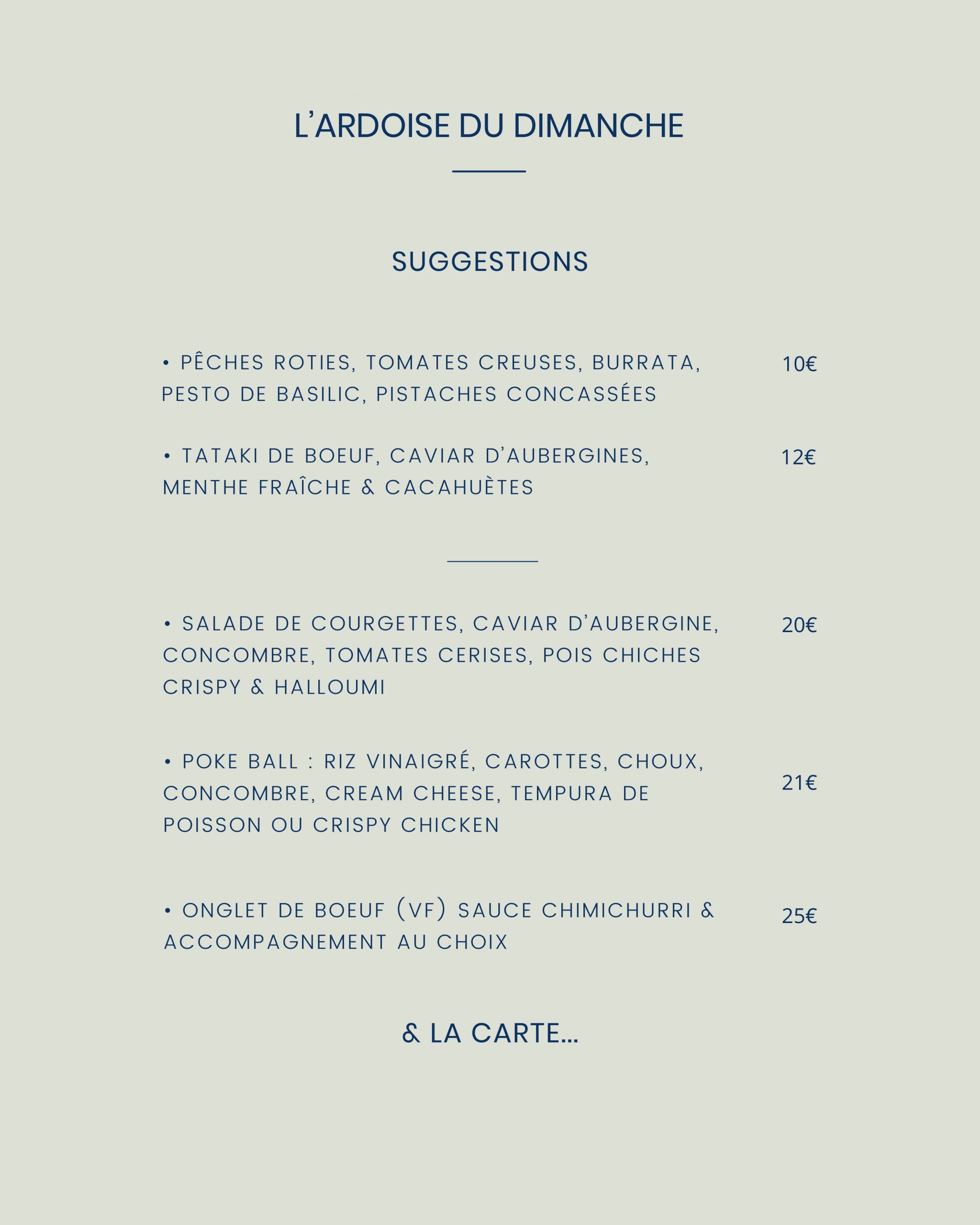 Ardoise de dimanche - Le Petit Faubourg Strasbourg